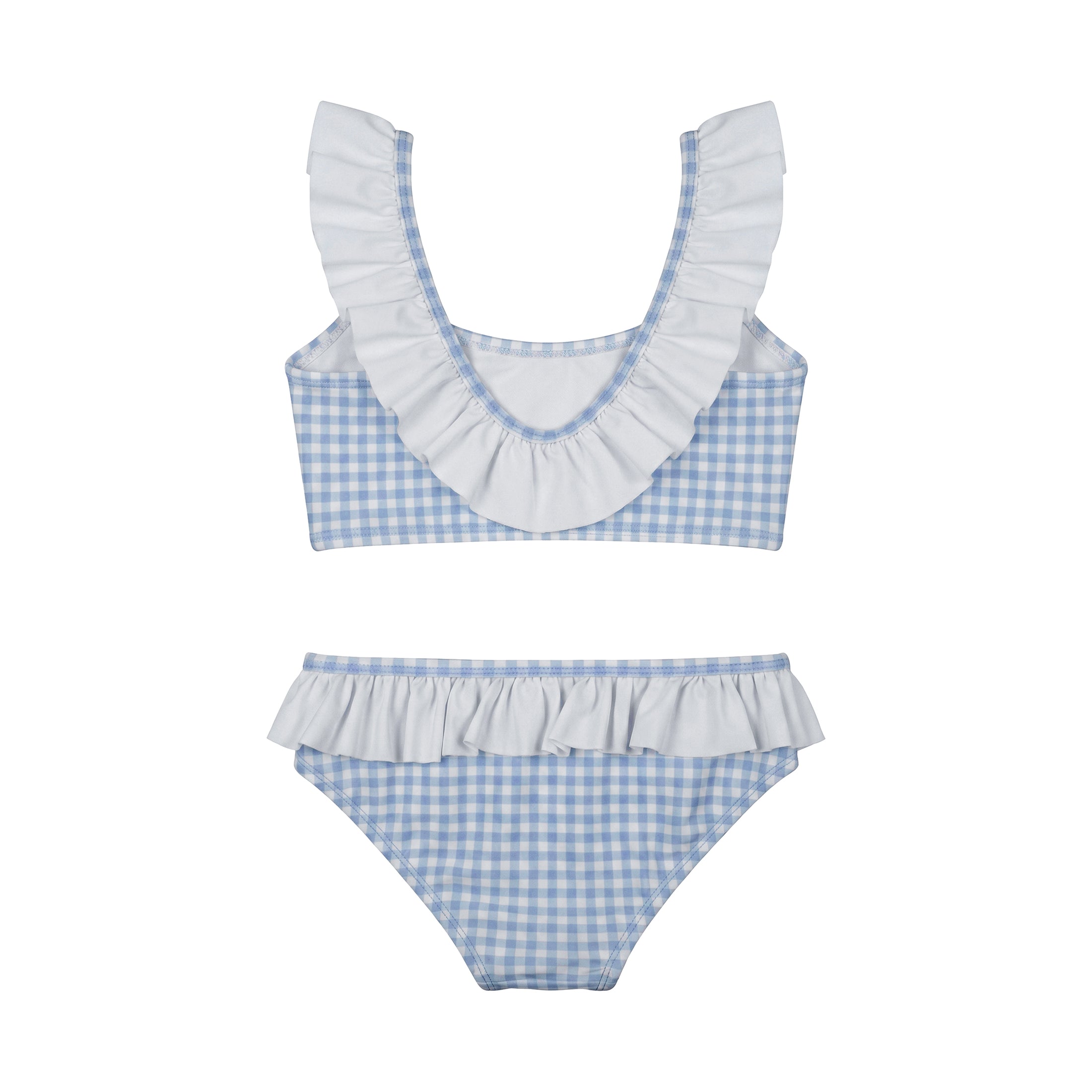 Παιδικό μαγιό μπικίνι Blue Gingham Ruffles Perle D'azur