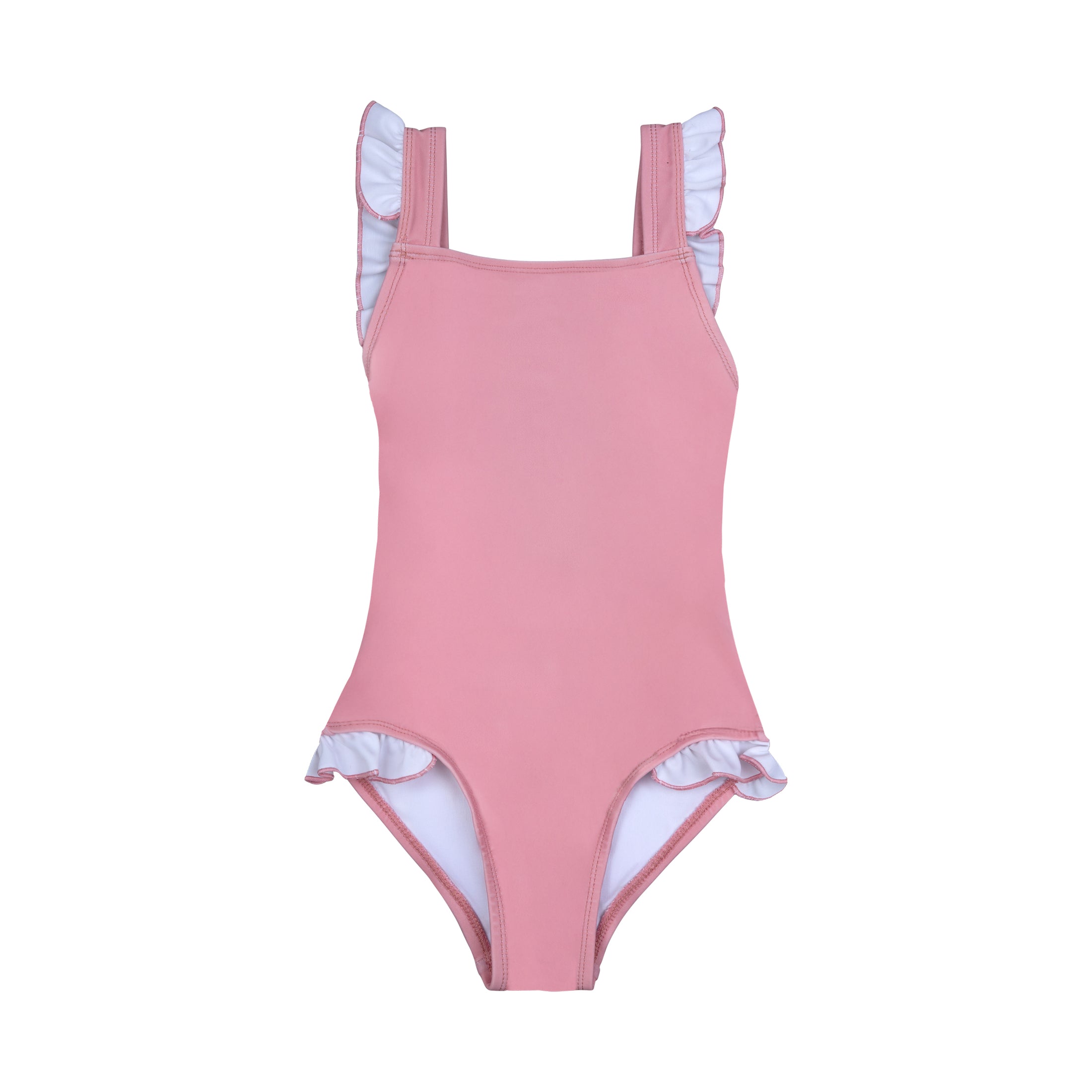 Παιδικό μαγιό ολόσωμο Coral Pink Square Neck Ruffles Perle D'azur