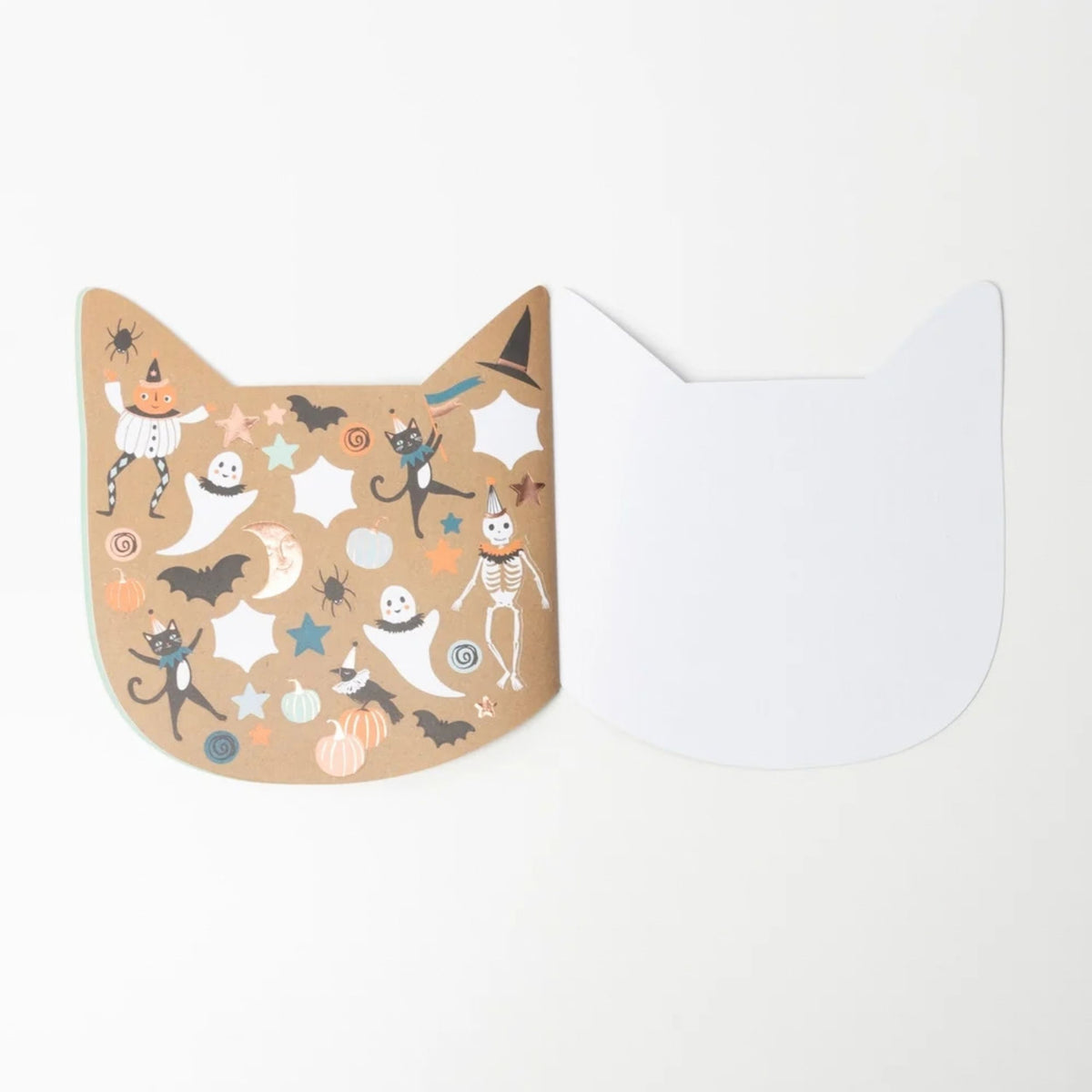 Παιδικό μπλοκ ζωγραφικής με αυτοκόλλητα Halloween Cat Meri Meri