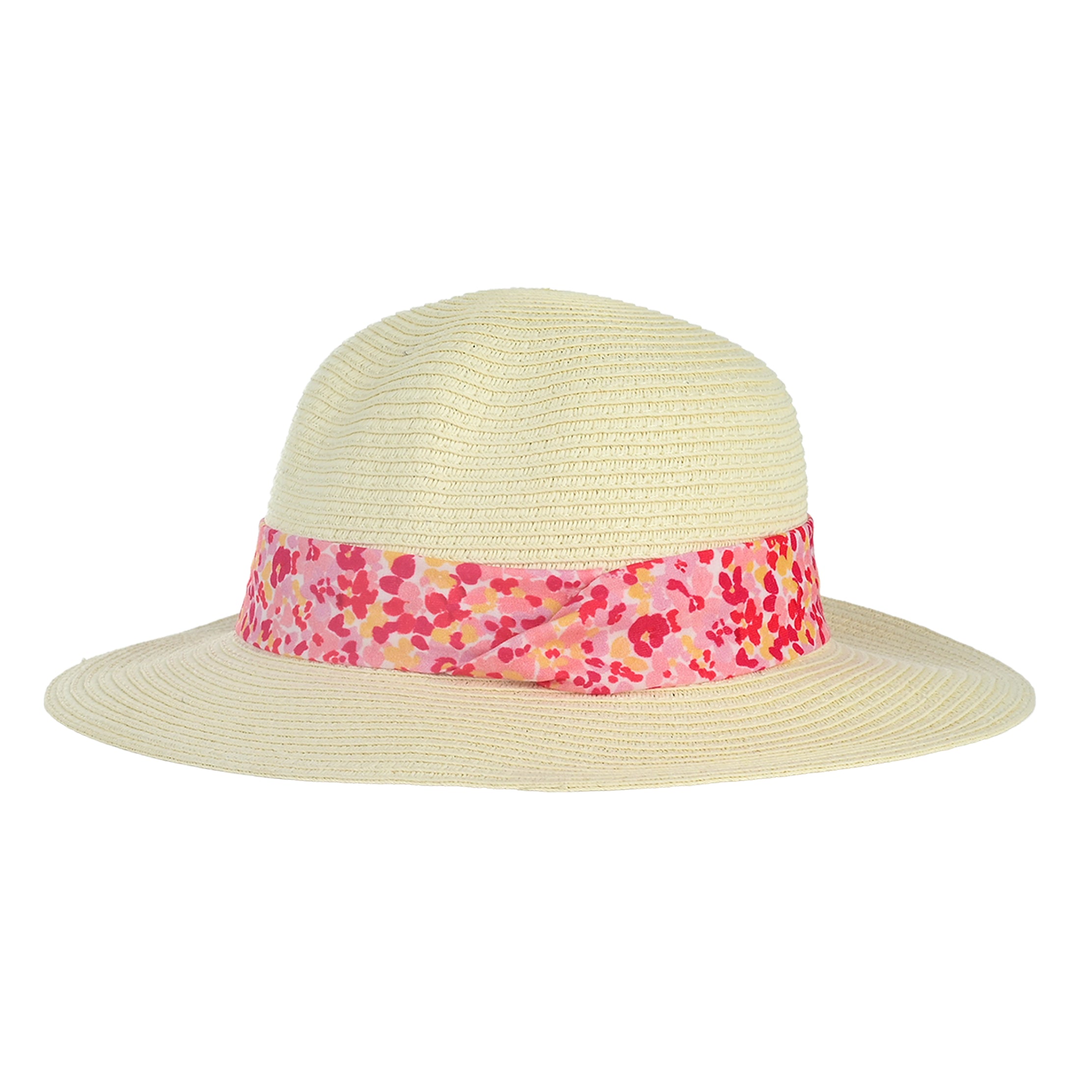 Παιδικό ψάθινο καπέλο pink floral Perle D'azur