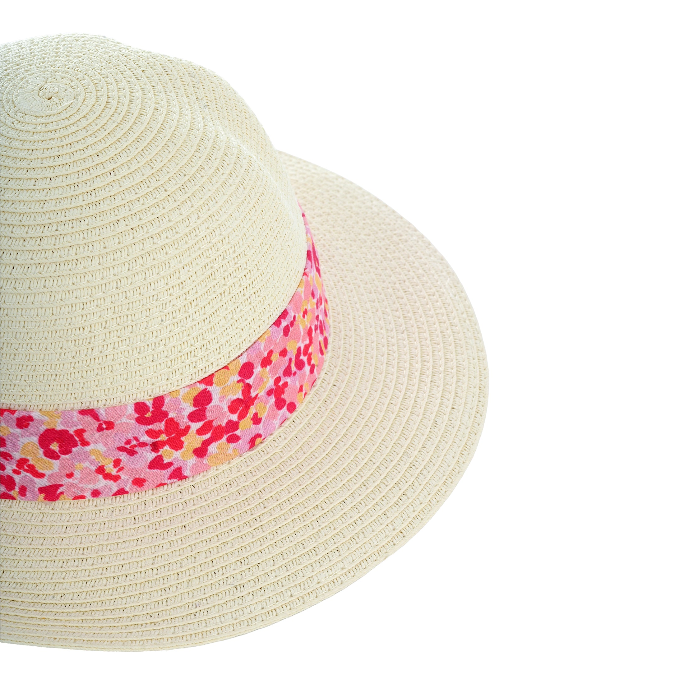 Παιδικό ψάθινο καπέλο pink floral Perle D'azur