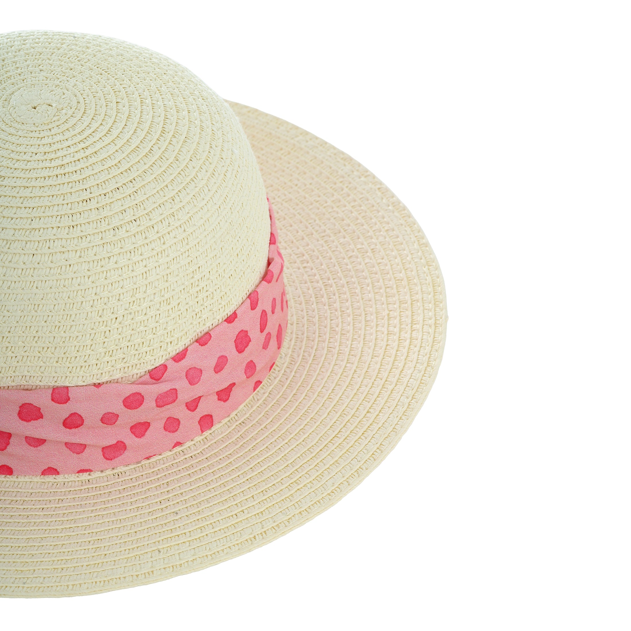Παιδικό ψάθινο καπέλο rosy dot pink Perle D'azur