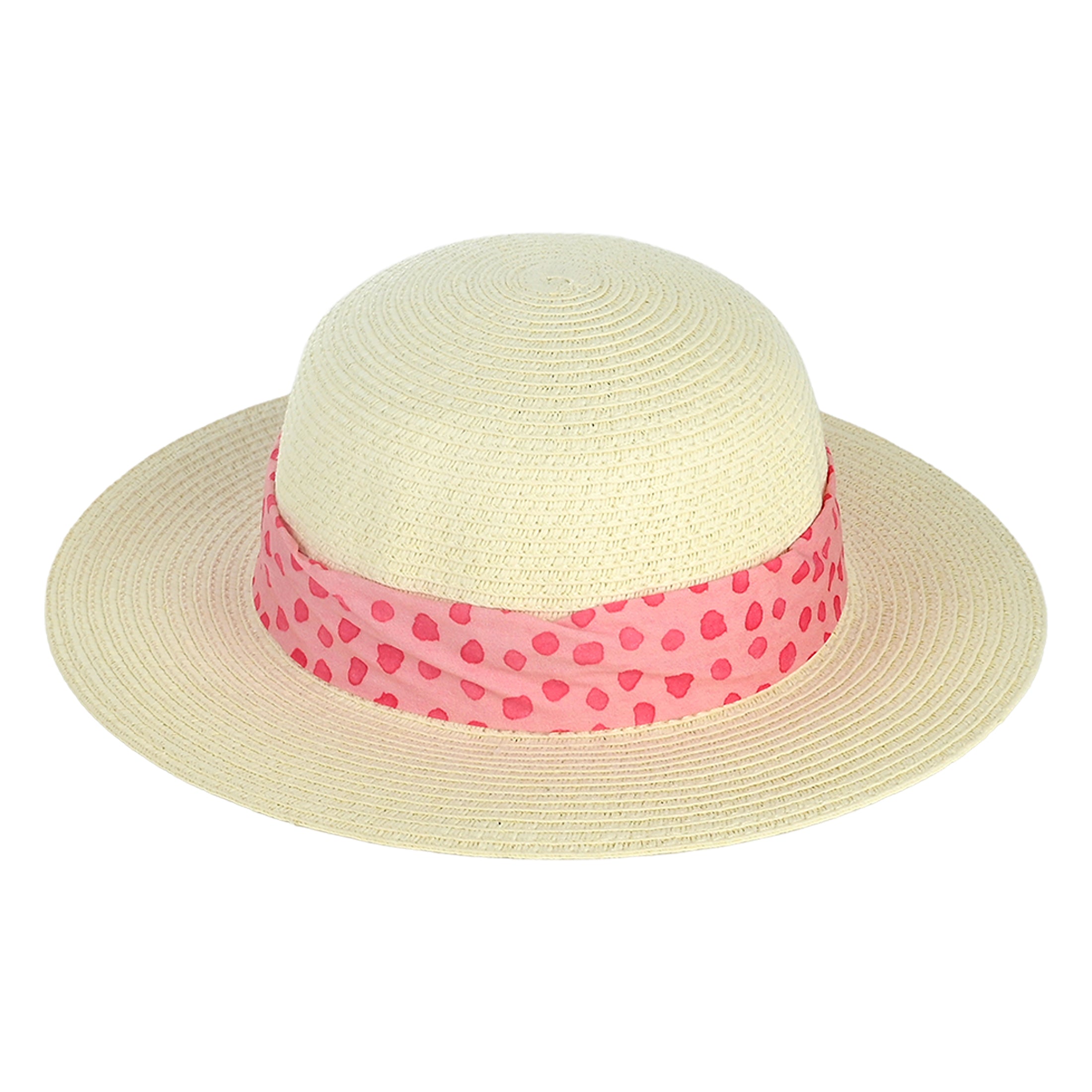 Παιδικό ψάθινο καπέλο rosy dot pink Perle D'azur