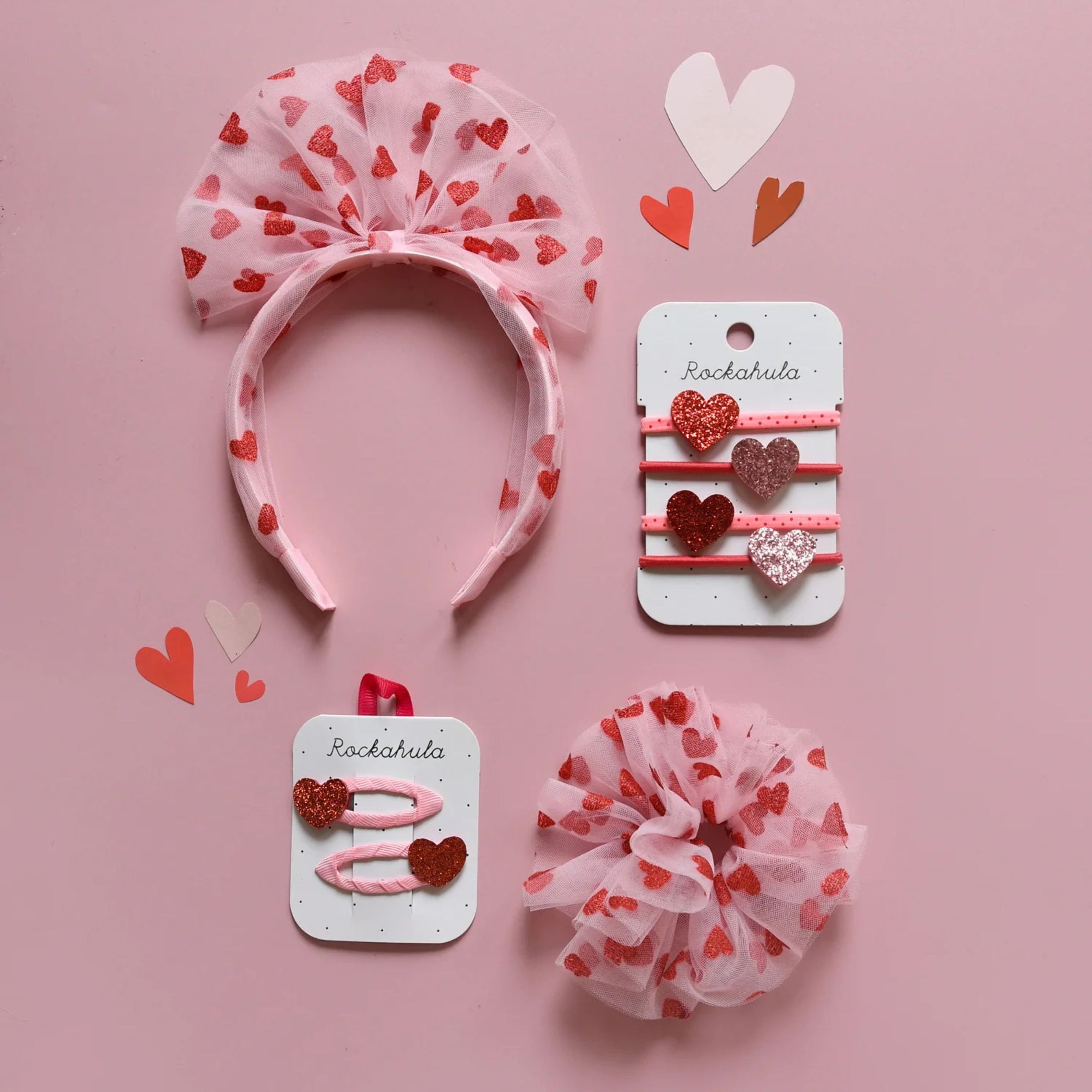 Παιδικό scrunchie Καρδιές με τούλι Rockahula