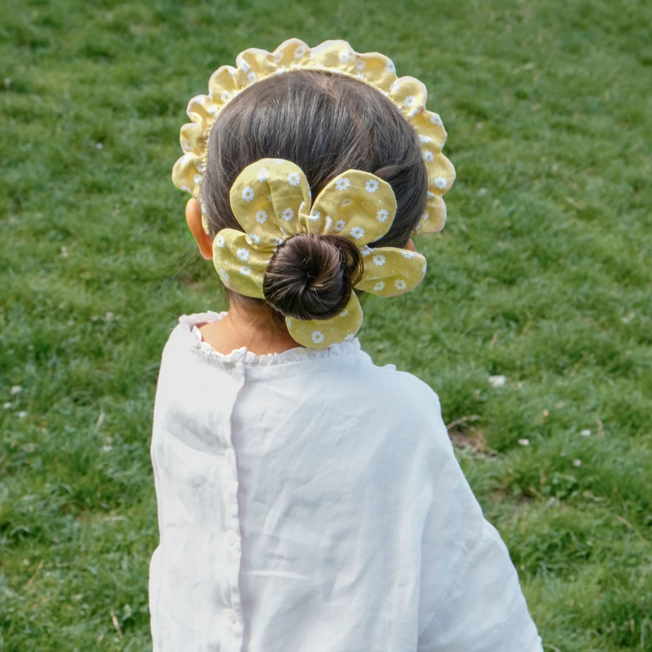 Παιδικό scrunchie μαλλιών Πέταλα με Μαργαρίτες Rockahula