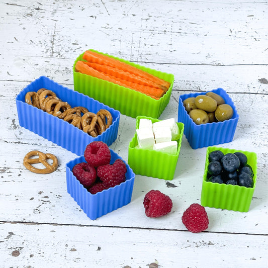 Παιδικοί κύβοι σιλικόνης για lunchbox μπλε & πράσινο 6 τμχ Yumbox Snack
