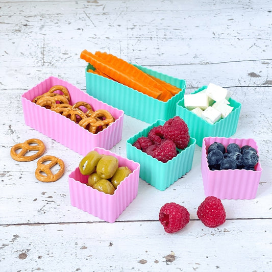Παιδικοί κύβοι σιλικόνης για lunchbox τιρκουάζ & ροζ 6 τμχ Yumbox Snack
