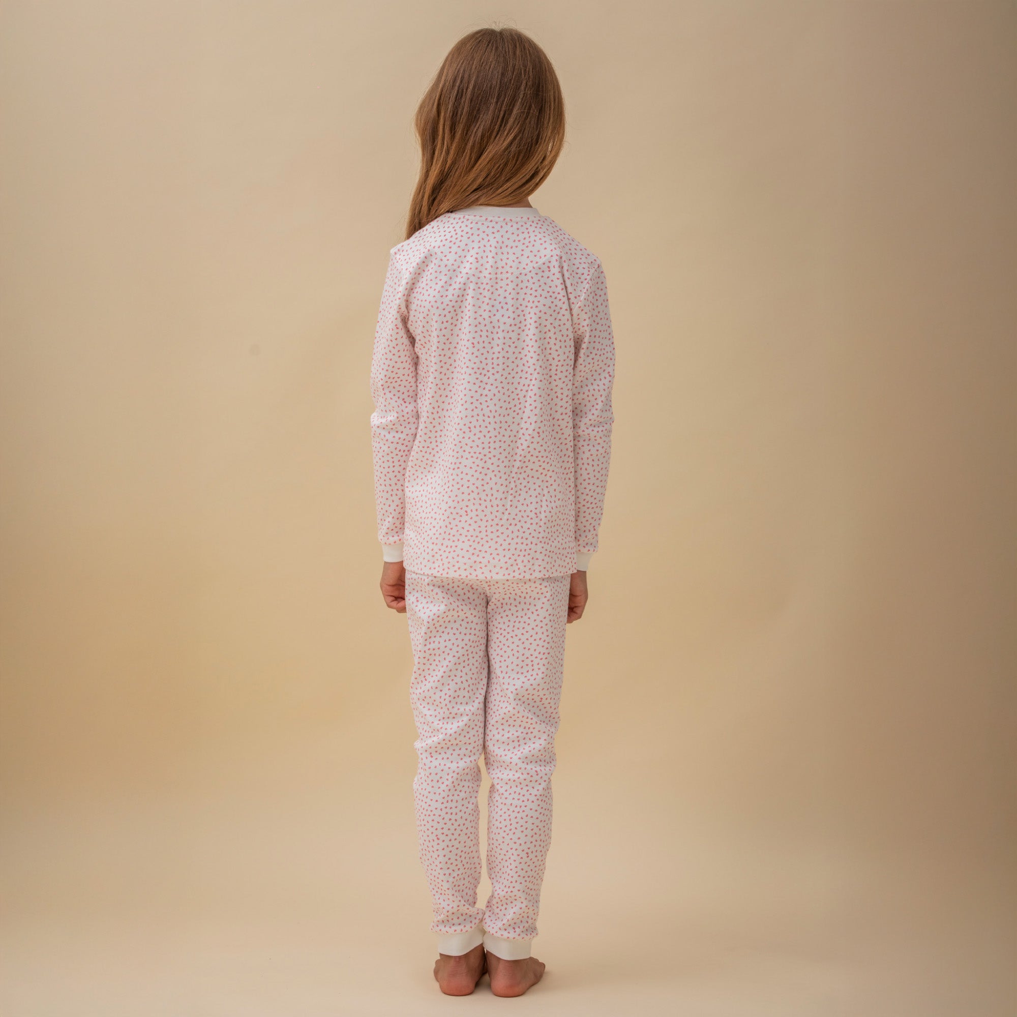 Παιδική πιτζάμα μικρές ροζ Καρδιές cotton