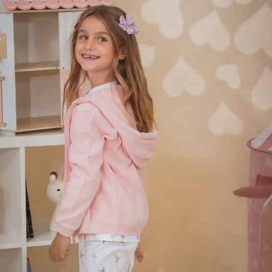 Παιδική μάλλινη ζακέτα με κουκούλα Ροζ