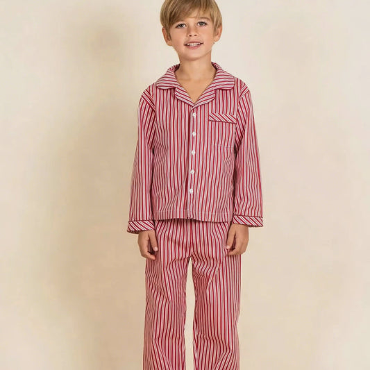 Παιδική πιτζάμα Classic Holiday Red Stripes poplin