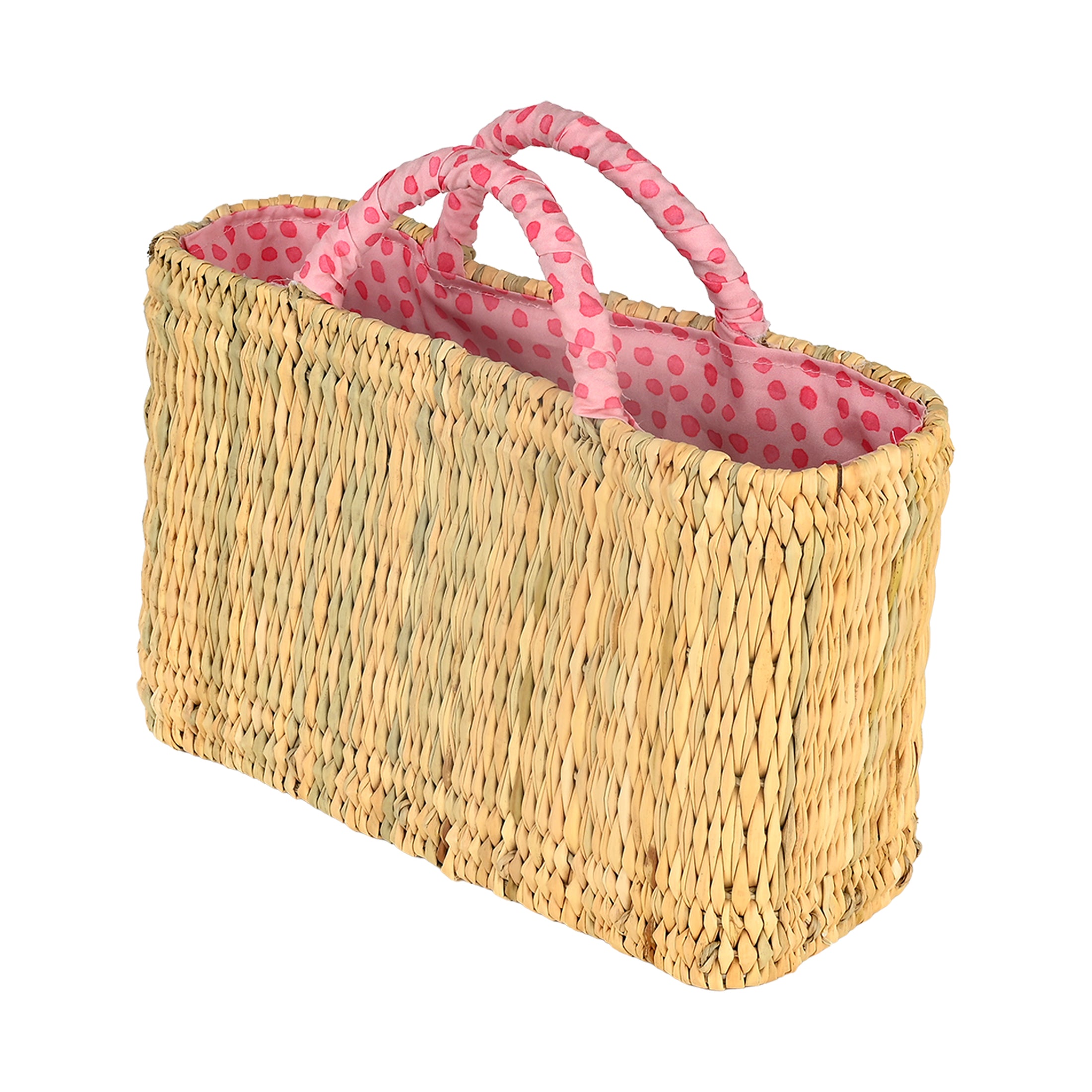 Τσάντα ψάθινη Soleil rosy dot pink μεσαία Perle D'azur