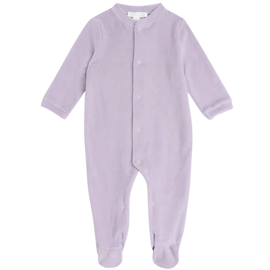 Βρεφικό ολόσωμο φορμάκι βελουτέ Angel Wing Silver & Lilac Marie-Chantal με κλειστά ποδαράκια και χαρακτηριστικό σχέδιο Angel Wing.
