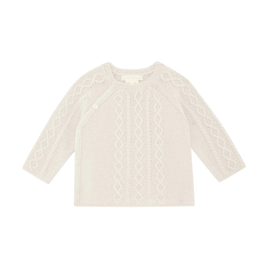 Βρεφικό σετ ζακέτα και κολάν Bowen Cable Knit Milky White Marie-Chantal