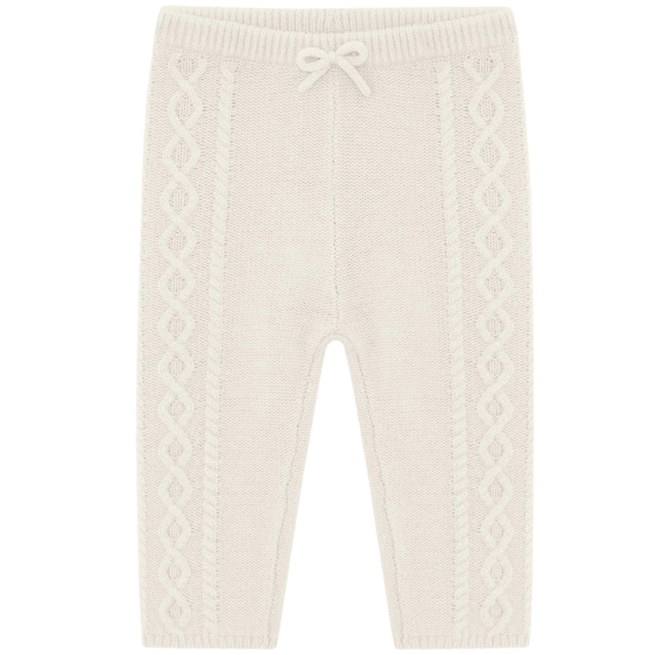 Βρεφικό σετ ζακέτα και κολάν Bowen Cable Knit Milky White Marie-Chantal
